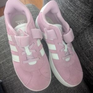 Adidas Kids Light Pink Sneakers with White Stripes